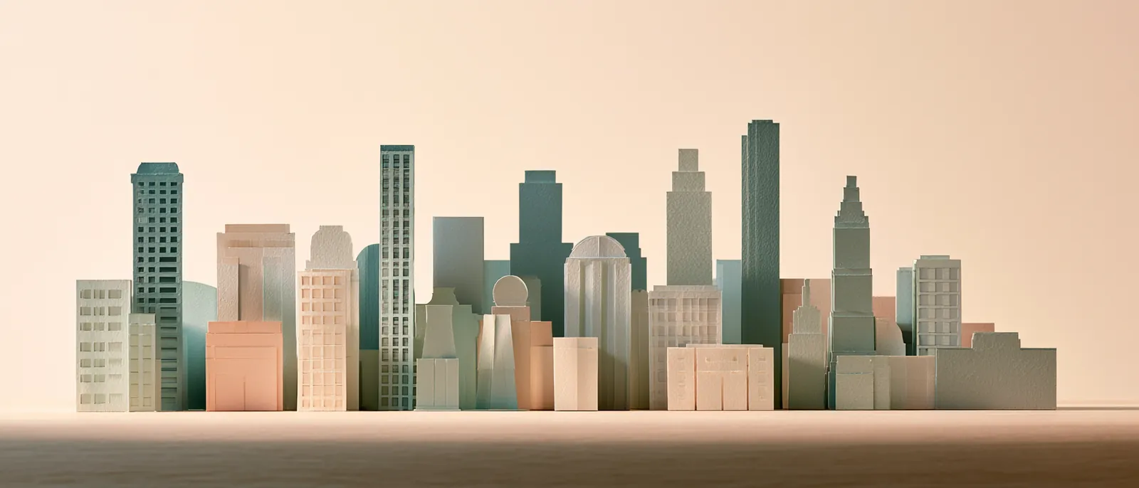 Paper-cut pastel city skyline representing the communities served by Happy Money Loan
